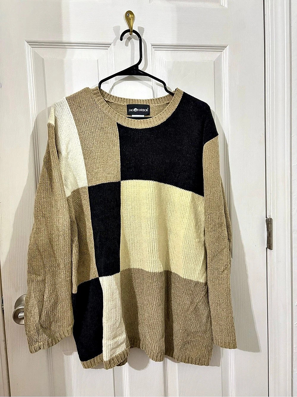 Sag Harbor Style 8231 Color Block Acrylic Sweater Size Large Like New